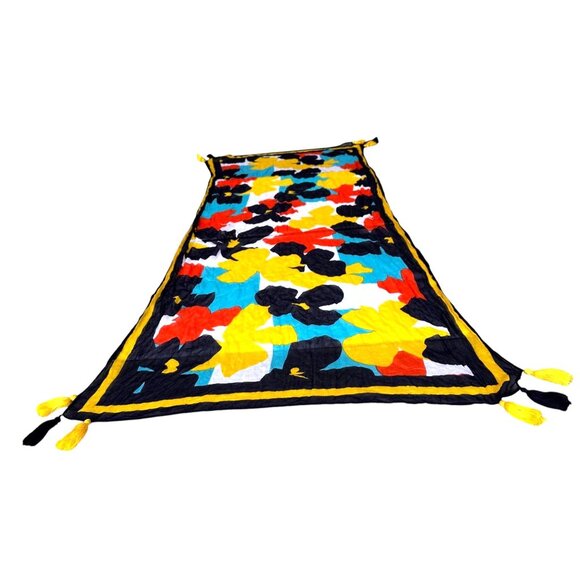 Vintage Flower Power Scarf Long Tassels 74 in L x 31 in W Rectangle Tabl… - Picture 1 of 12